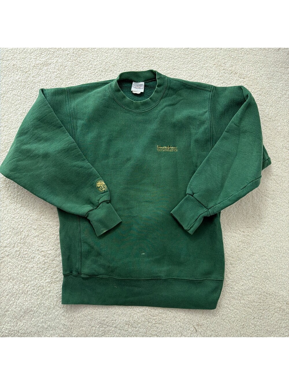 Vintage 90s Santee HVYWT Sweatshirt L Green Johnson & Johnson Orthopaedics USA